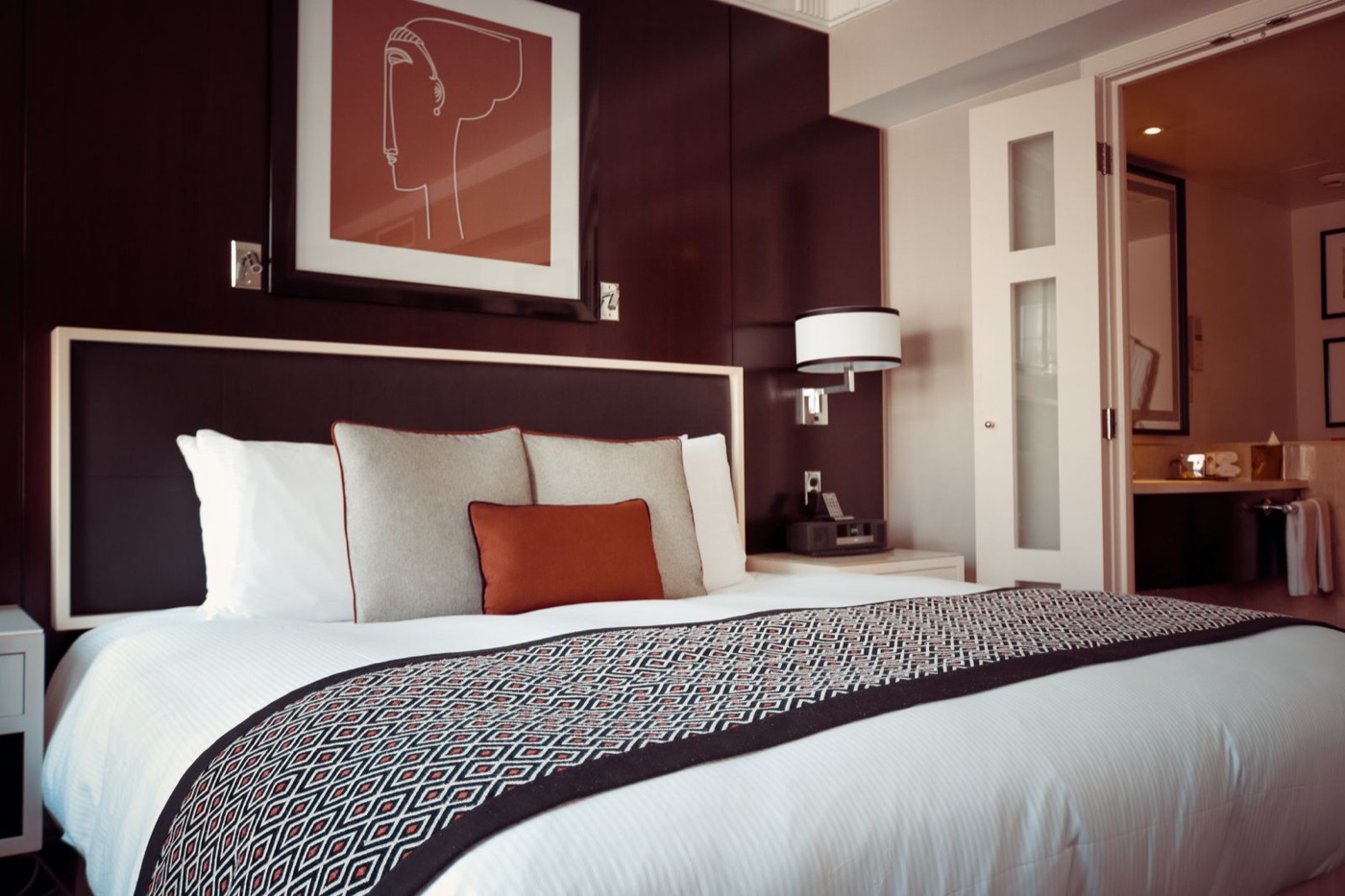 Elegant hotel suite with king bed